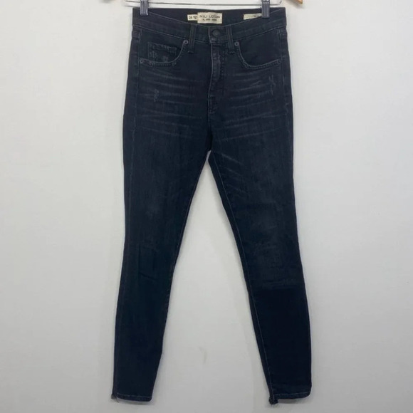 Nili Lotan Mid Rise Distressed Jeans Black Women's 24 Skinny - Picture 2 of 9
